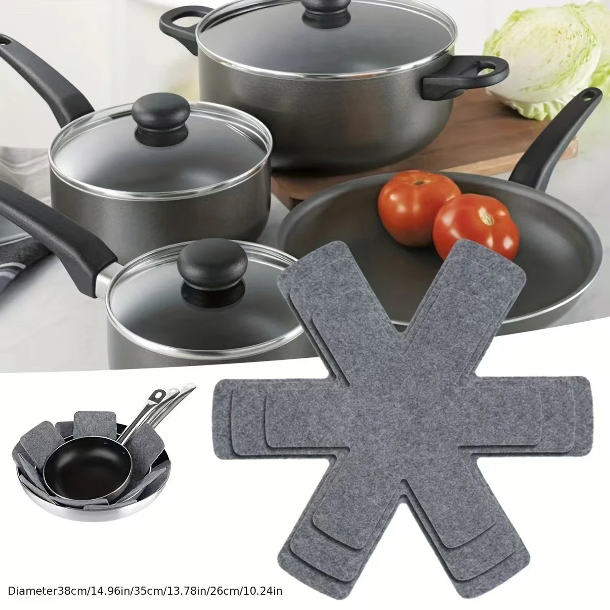 3/12pcs Non-stick Protection Pad for Pot Pan 3 Sizes Divider Pads Prevent Scratching Separate Protect Surfaces for Cookware Mat