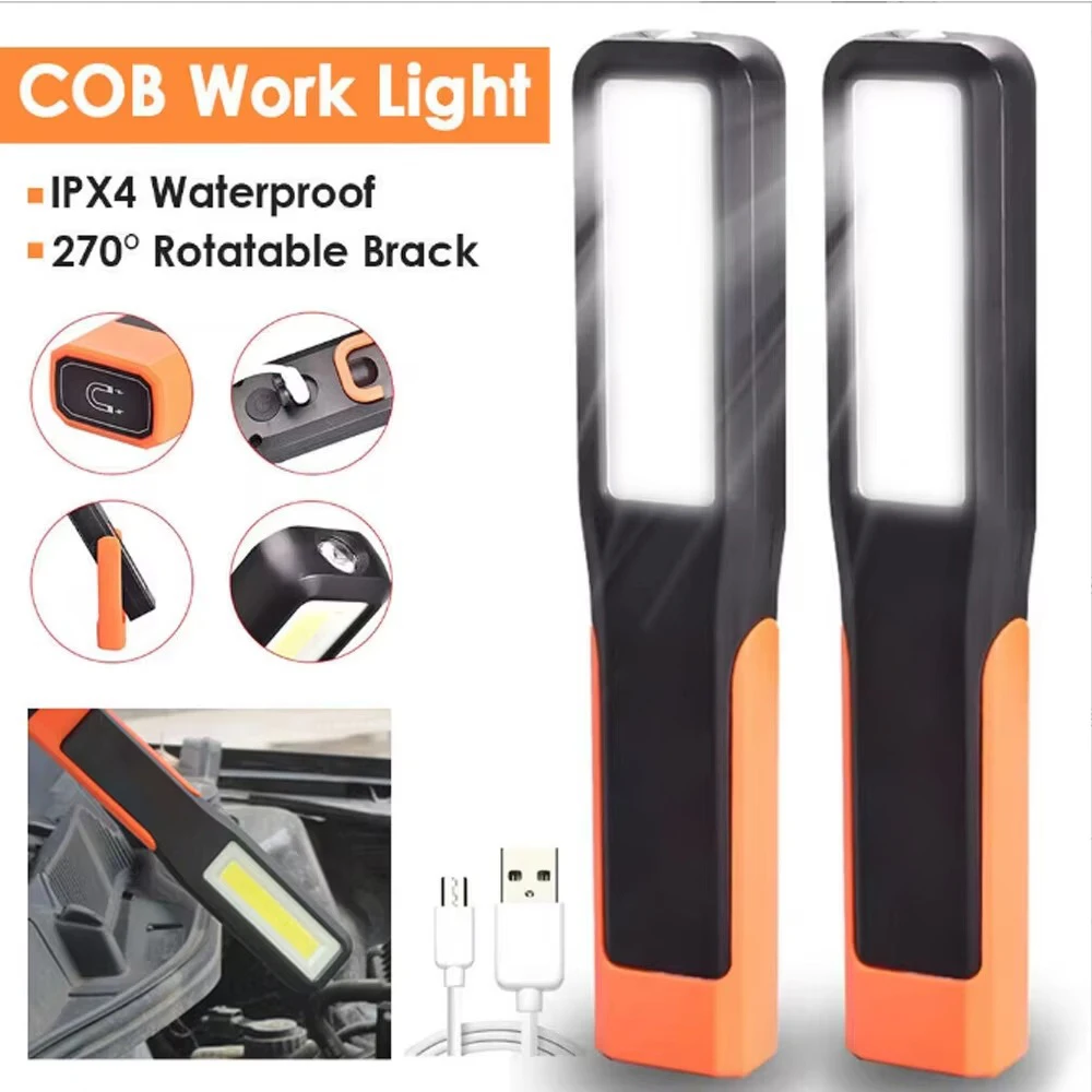 LED work light with magnet maintenance lighting flashlight Car Garage Mechanic Lamp charging COB car maintenance light with hook