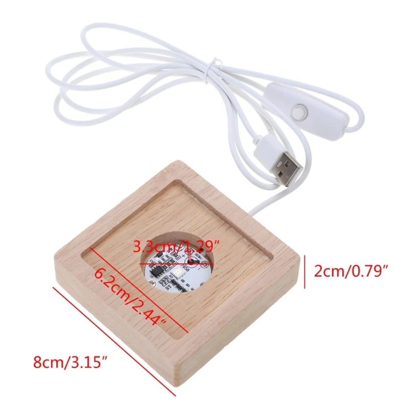 2024 New LED Lights Display Base Colorful /White/Warm Light Wooden Lighted Base Stand with USB Cable Table Centerpiece Home