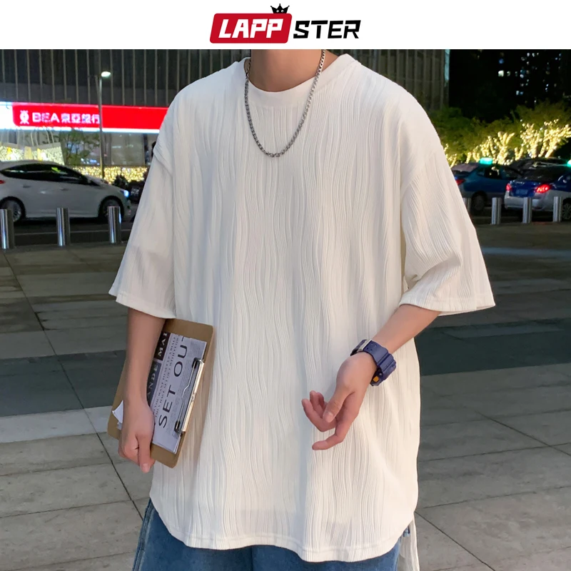 LAPPSTER Ice Designer Korean Fashions Graphic T Shirts Summer Oversized Striped Y2k Streetwear T-shirts Harajuku Casual Tees