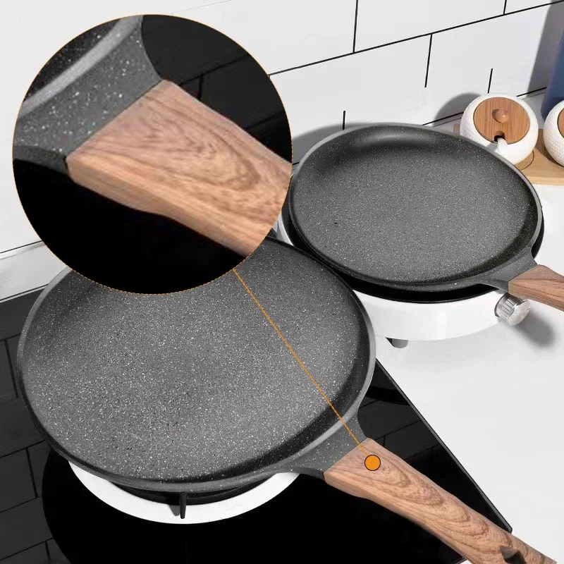 Pan Crepe Pancake Pan Nonstick Frying Pot with Wooden Handle Omelet Saucepan Cooking Steak Pan Kitchenware Induction Crepe Maker