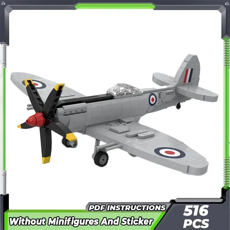 

Moc строительные кирпичи, модель военного истребителя, 1:35 Spitfire FMK.24, технологические модульные блоки, подарки, рождественские игрушки, наборы «сделай сам», сборка