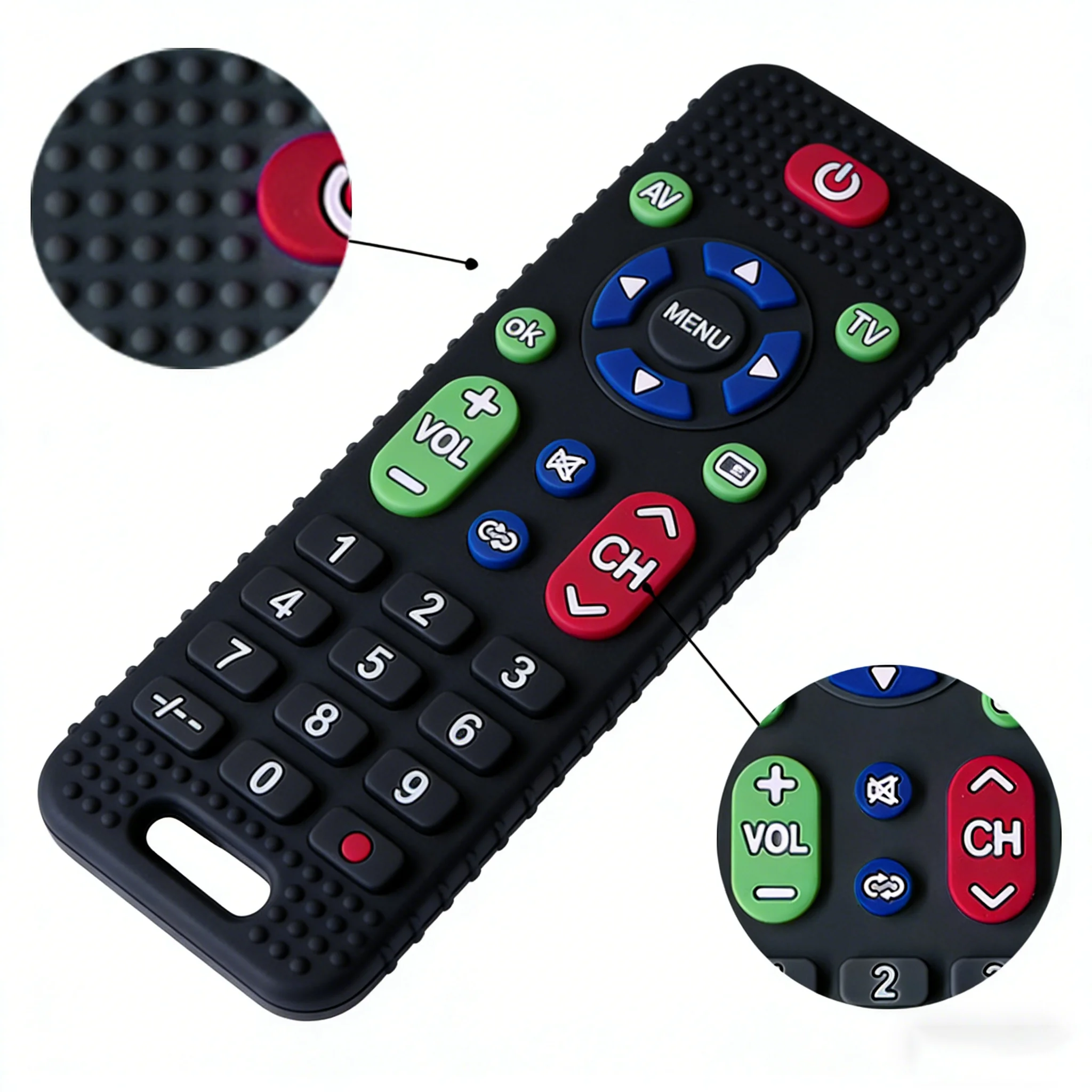 Silicone Baby Teether Soothing Early Educational Sensory Toy Infant Remote Control Shape Teether for Development