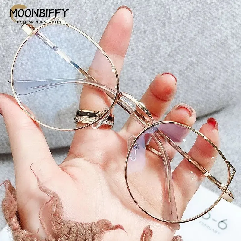 

2023 Nearsighted Glasses Women Cute Cat Ear Myopia Glasses Student Computer Goggles Anti Blue Light Alloy Metal Frame Eyeglasses