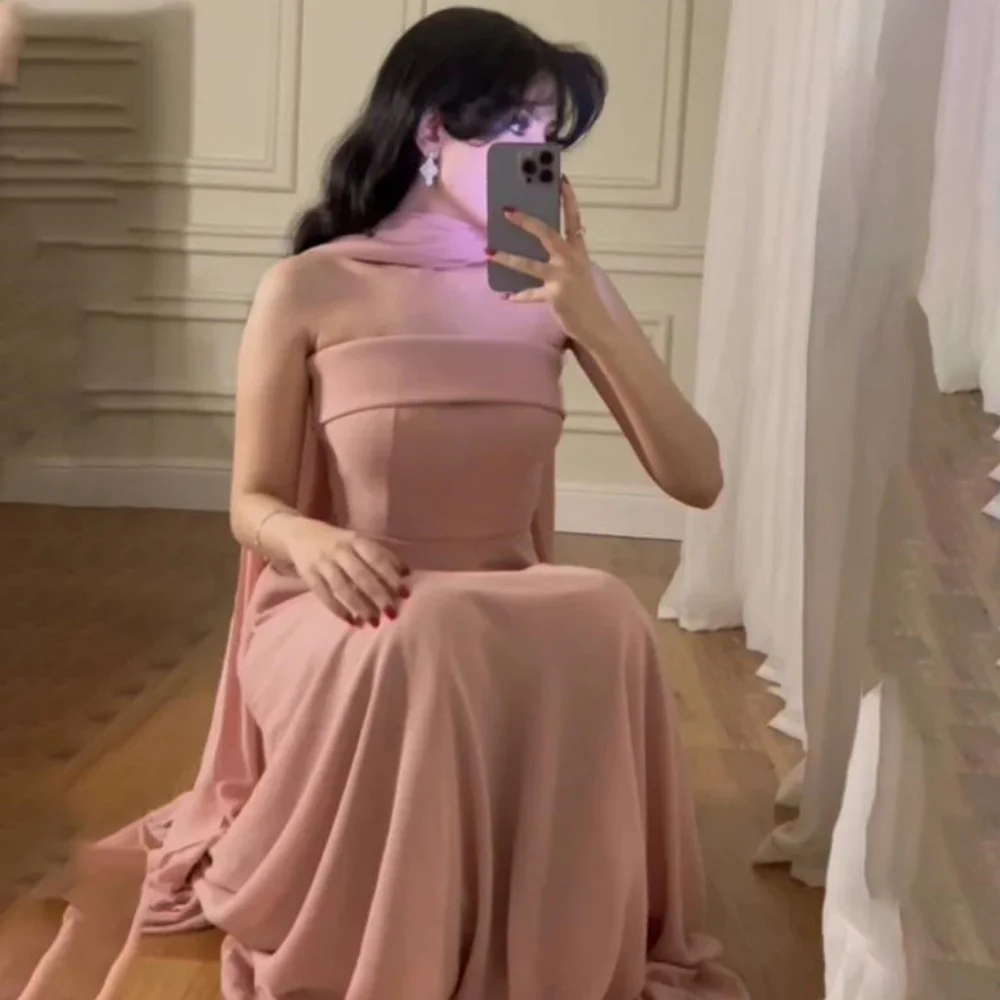 فستان حفلة موسيقية نسائي رائع مخصص بدون أكمام ساحر على شكل حرف a رقبة قارب طول الأرض فستان الحفلات مثير للنساء ثوب مسائي