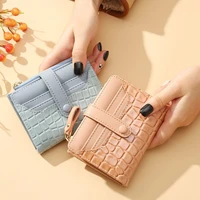 Cartera elegante para mujer con múltiples tarjetas, bolso de mano seguro con doble cremallera, bolso informal de cuero PU para mujer con estilo de almacenamiento, bolso para tarjetas de cocodrilo