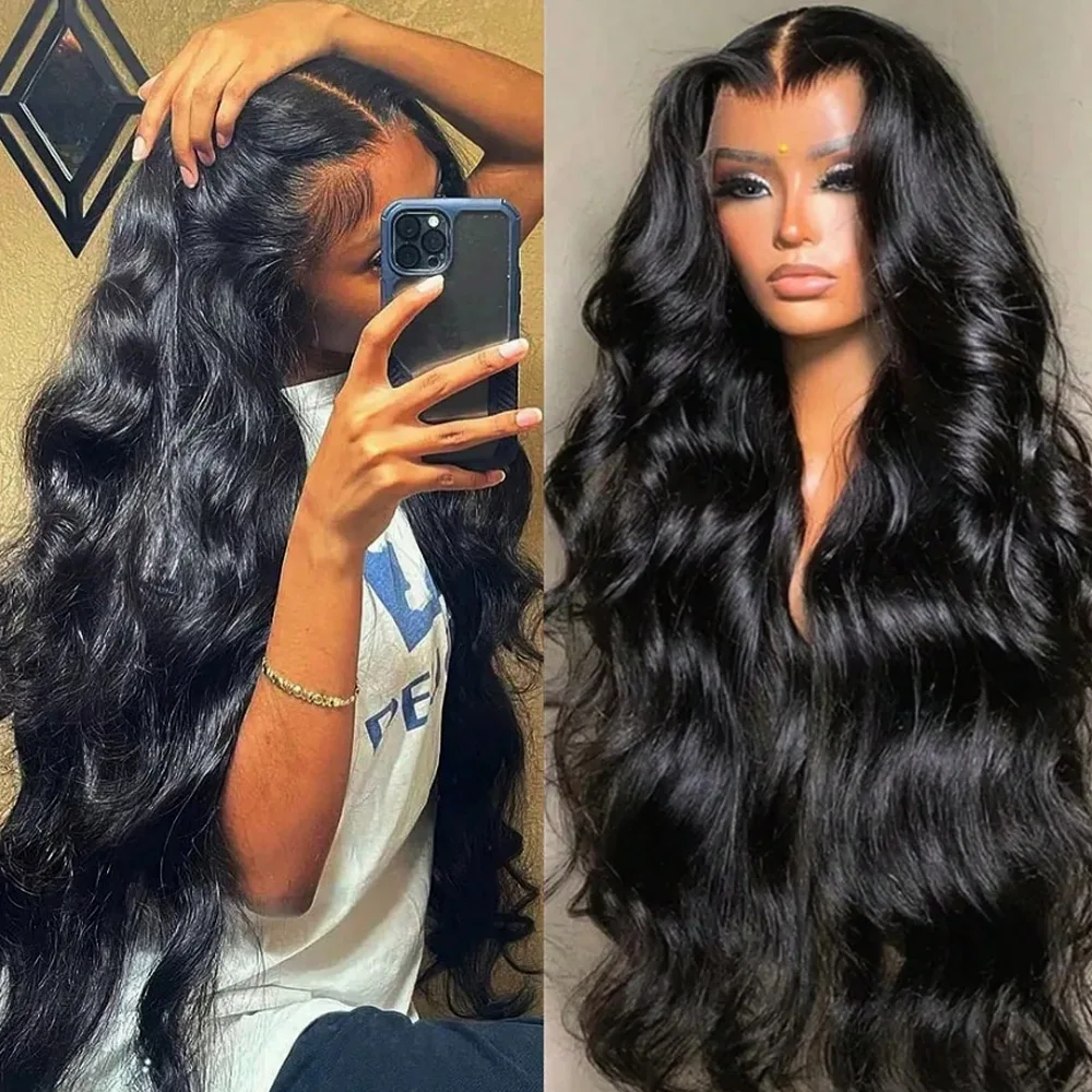 40 بوصة 250% الكثافة الدانتيل شعر مستعار أمامي شعر الإنسان الجسم موجة 5x5 إغلاق غلويليس الباروكات الدانتيل السويسري الشفاف 200% الكثافة 13x4