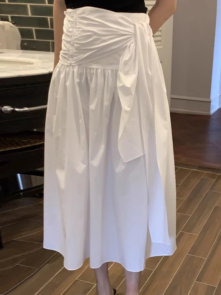 Chic Summer High Waist A-Line Midi Skirt Women's Asymmetrical Design Versatile Long Skirt Commute Korean Sle Other Material