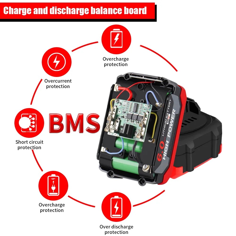 ONEVAN 18V Rechargeable Battery Lithium 6.0AH High Capacity Battery For Makita Electric Power Tool Cordless Electrc Saw Battery