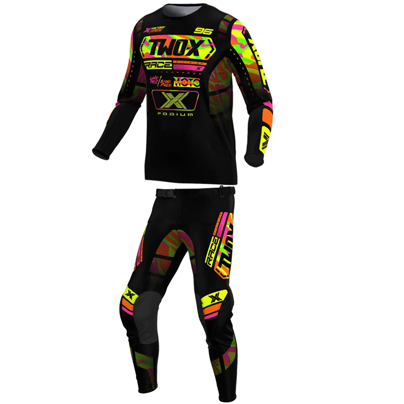 NEW Two-X Podium 4-Way Stretch Motocross Race Combos Dirt Bike Gear Set Moto Off Road Jersey And Pant Enduro Motorcycle Set Kit