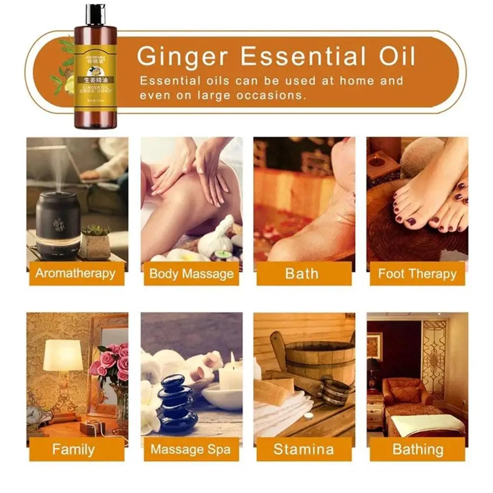 Ginger Essential Oil Massage Relaxing Moisturizing Hydrating Pure Plant Essential Oil Body Care Therapy SPA Ginger Oil