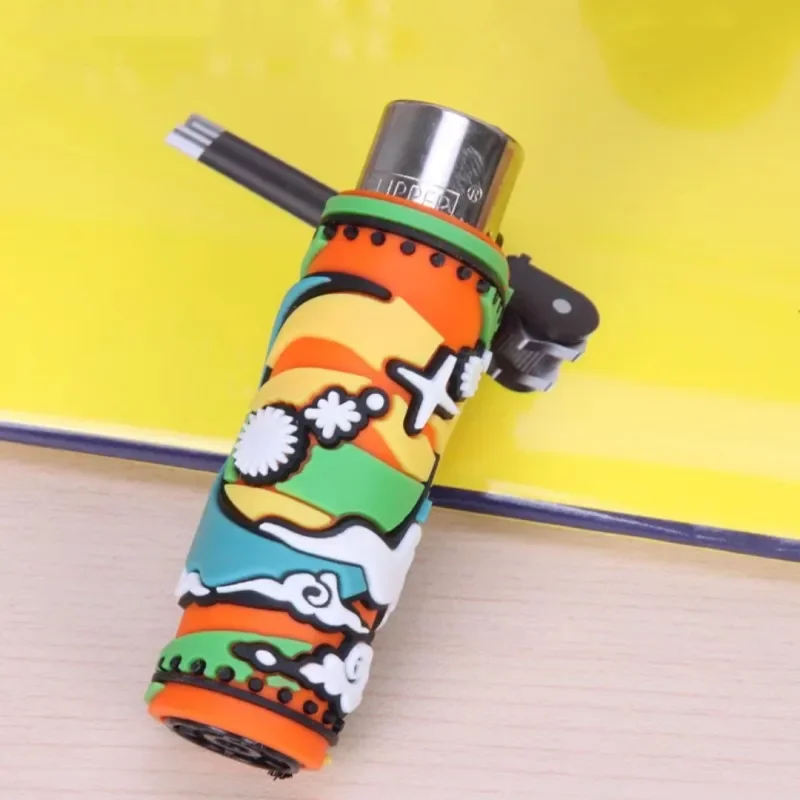 Clipper Lighter Silicone Cute Personalized Lighter Cycle Inflatable Color Lighter Smooth Grinding Wheel Ignition Men\'s Lift