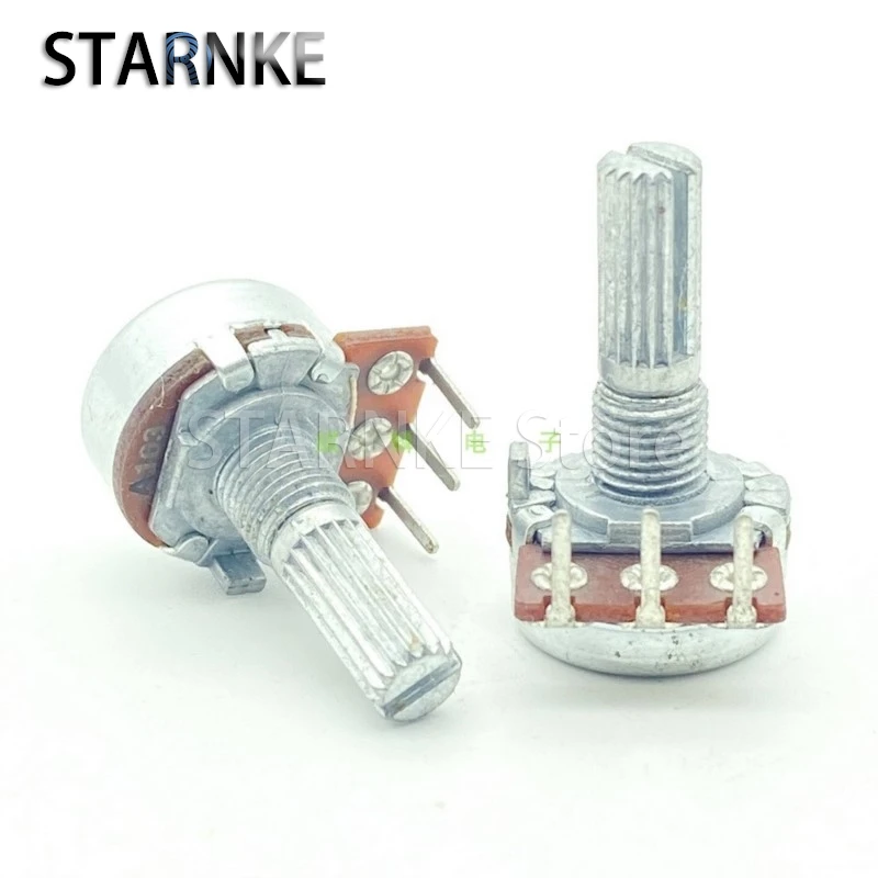 2PCS 16 Type A10K A103 Inside Bend Feet 3-Pin Single Amplifier Audio Speaker Volume Control Potentiometer Flower Shaft 20mm