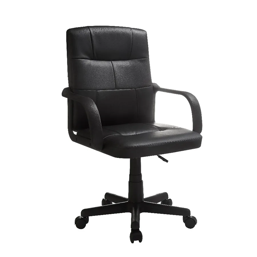 Mainstays Tufted Faux Leather Mid‑Back Office Chair Adjustable Height Swivel Padded Desk Chair for Home Office Study Workspace