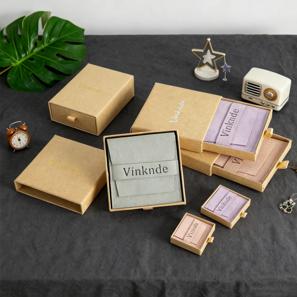 

24 компл., подарочная бумажная горка с персонализированным логотипом, картонная коробка, замшевая бархатная сумка, коробки для рисования ювелирных изделий, ожерелья, серьги, косметичка