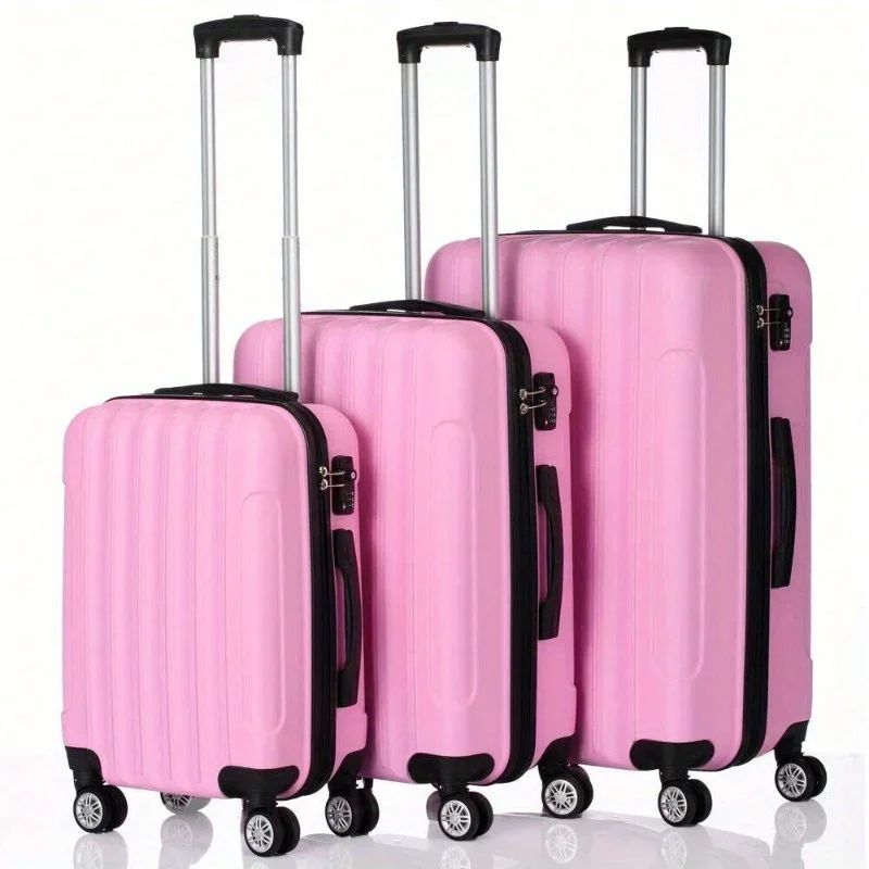 3-teiliges Spinner-Gepäckset für Reisen, Rollkoffer, Trolley, 20/24/28 Zoll, Rosa