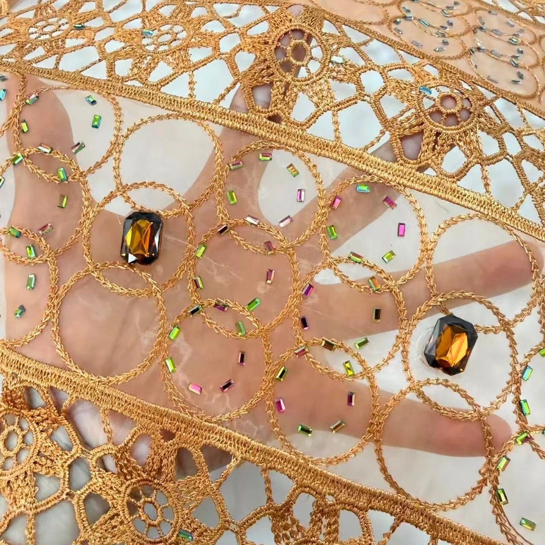 

2026 гипюровый шнур, кружевная ткань, африканский шифон, вышивка, каменное кружево для женщин, свадебное платье, шитье, высокое качество, 5 ярдов