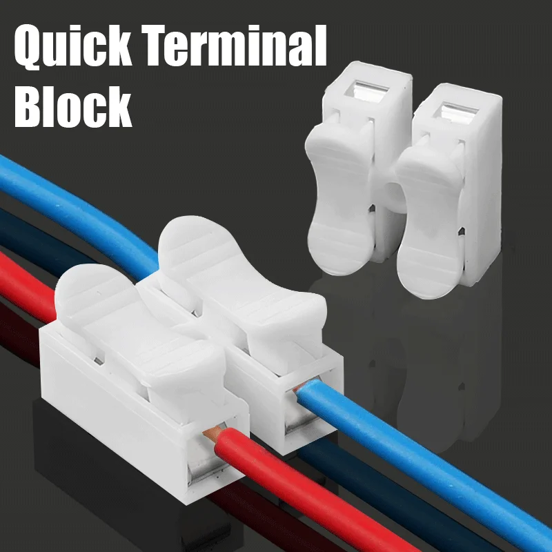 1P/2P Quick Wire Connectors - Screwless Spring Clamp Terminal Block, No-Solder Cable Terminals for Electronics