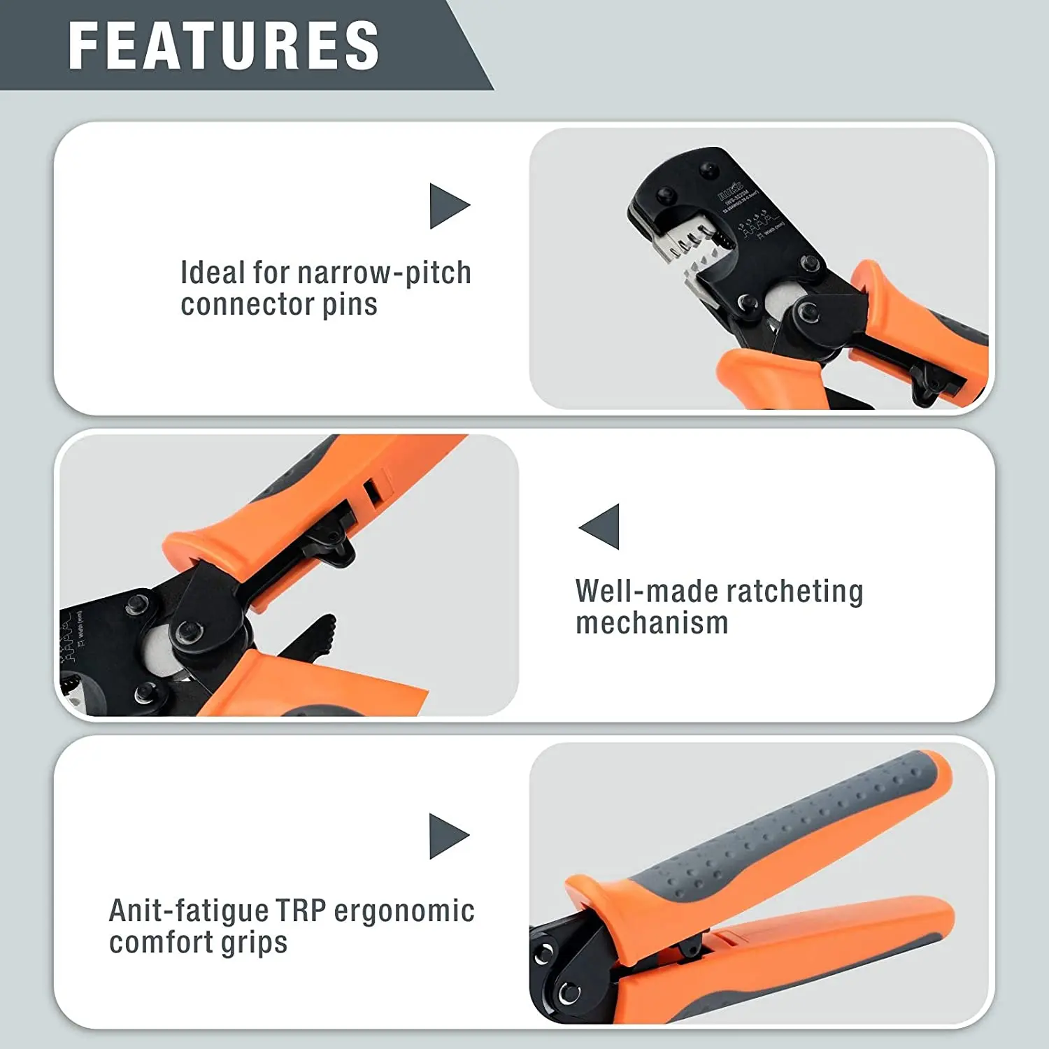 IWISS IWS-3220 0.03-0.52mm² 32-20AWG Micro Connector Ratecheting Crimping Plier For PH2.0mm/Xh2.54mm/Dupont Terminals Clamp Tool