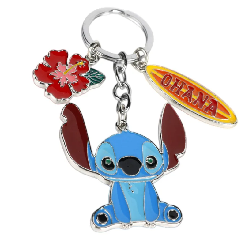 Cute Stitch Keychain Cartoon Love Heart Stitch Anime Accessories Pendant Keychains Holder Lilo Stitch Doll Keyring for Children