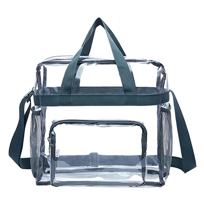 1pc Transparent Tote Travelling Wash Bag Portable Large Capacity Storage Bag Handbag PVC Handbag Shopping Bag