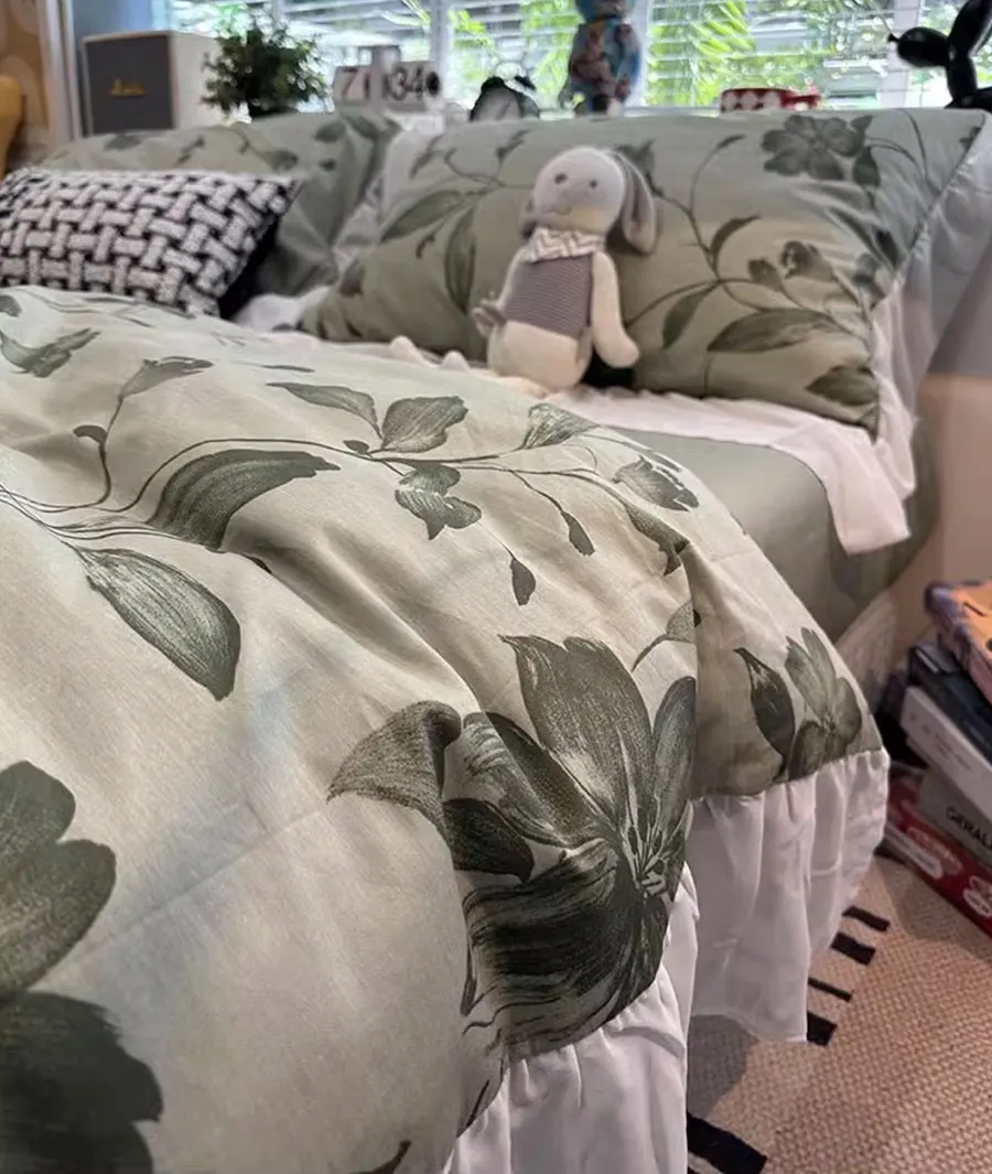 

Vintage fairyfair green flower bedding set girl,twin full queen king retro cotton home textile bed sheet pillow case duvet cover