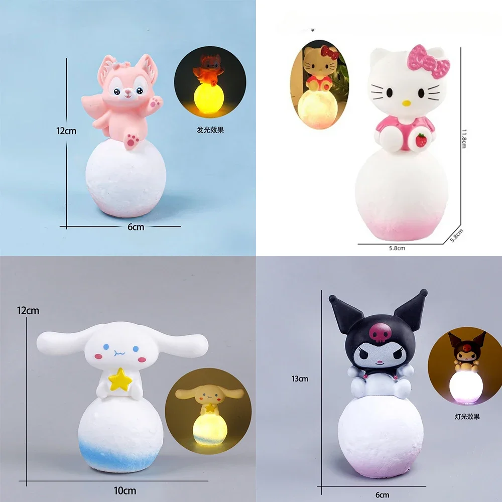 Cartoon Sanrio Hello Kity Night Light Luminous Children's Toy Bedside Lamp Anime Cartoon Kuromi Cinnamoroll Cute Children's Gift