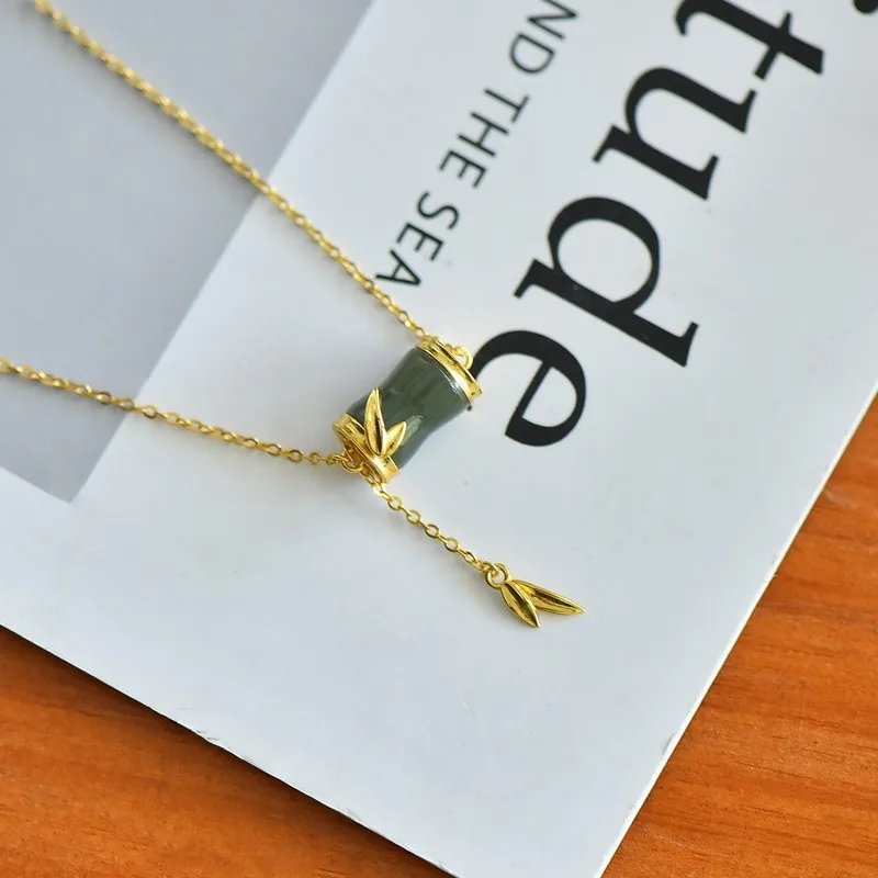 S925 Silver Inlaid With Hetian Jade, Self-Generating Chain Pendant, Jade Fortune Bead Pendant