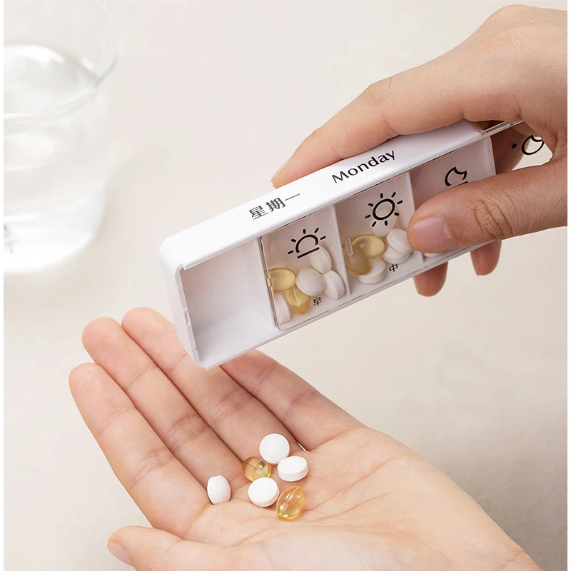 SHIMOYAMA Wall-mounted Portable 7 Day Daily Pill Organiser Box Storage Organizer Travel Medicine Tablet Weekly Container Box