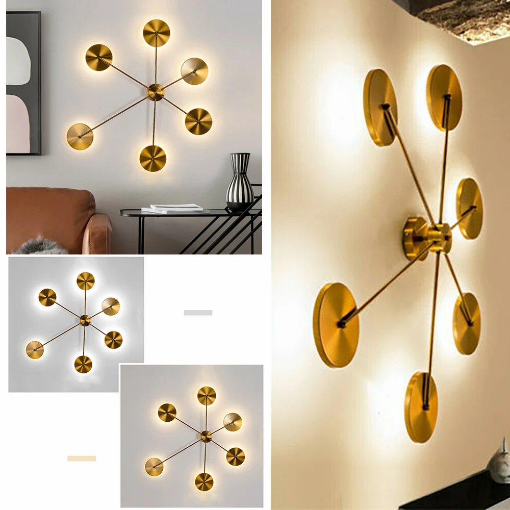 Modern LED Metal Wall Light Metal Sputnik Sconce Lamp Fixture Brass Art Decor