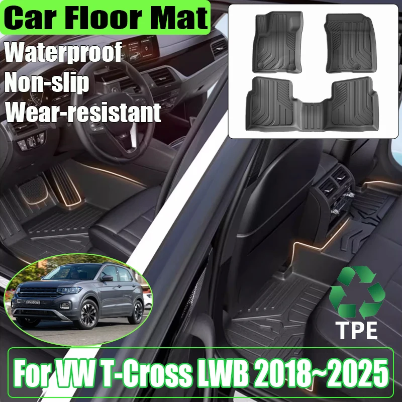 

Автомобильные аксессуары для Volkswagen VW T-Cross C11 LWB Taigun R-Line 2018 ~ 2025 TPE напольный коврик против царапин, грязевой ковер, полный коврик