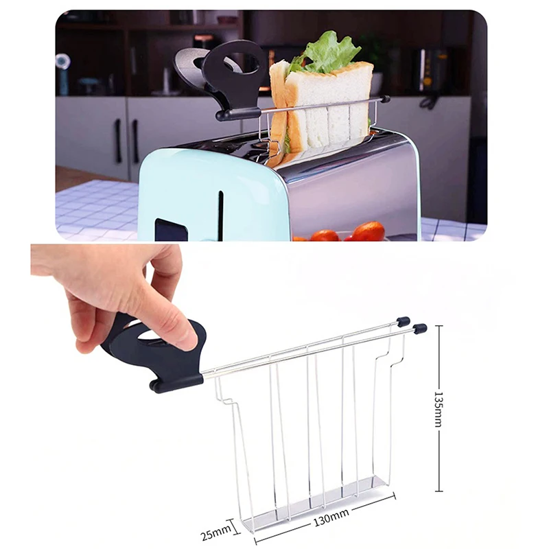 Foldable Bread Warming Rack Stainless Steel Sandwich Holder Cage Anti-scalding Handle Toaster Accessory Kitchen Utensils