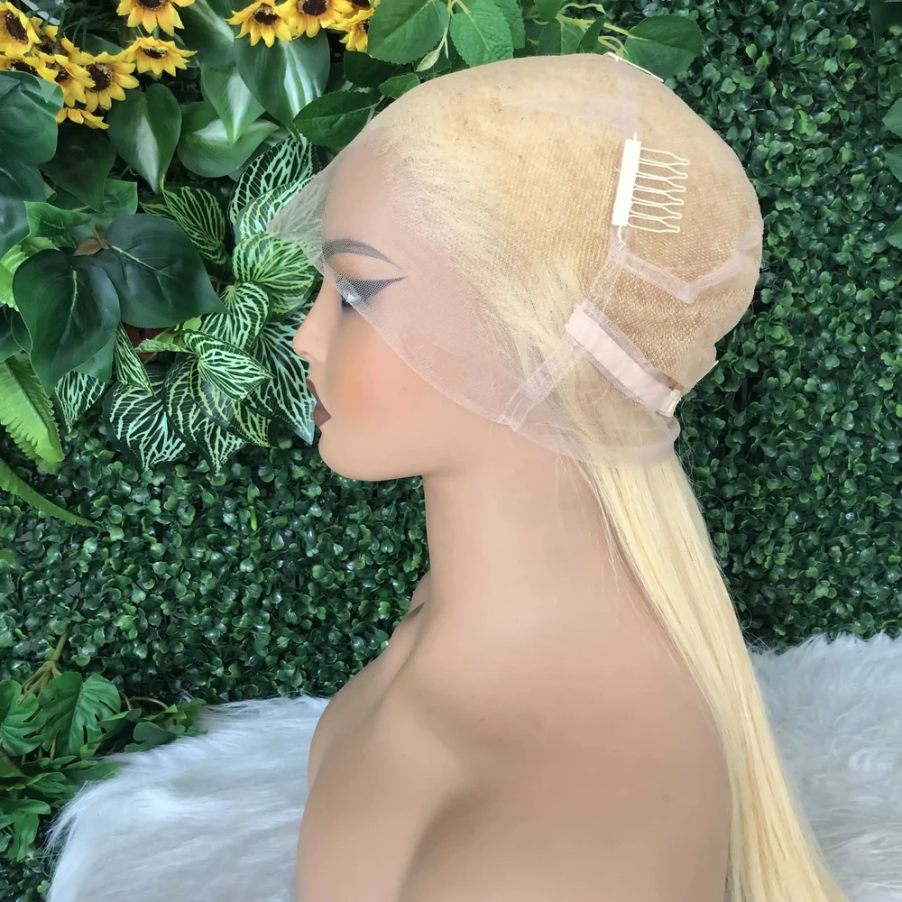 100% Human Hair Full Lace 613 Blonde Straight 13x6 Hd Lace Frontal Wig 20 24 Inch Brazilian Preplucked Cheap Wigs