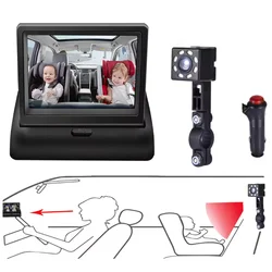 Babi 4.3 Inch HD Foldable Car Rear View Monitor Reversing LCD TFT Display with Night Vision Backup Rearview Camera