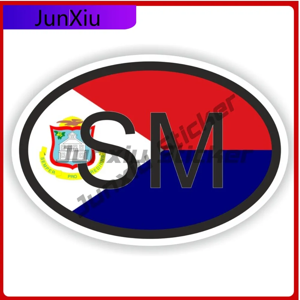 

Saint Martin Guadeloupe Country Code Sm Oval Sticker With National Flag Badge Sticker Outdoor Decal Personalized Stickers For Ca