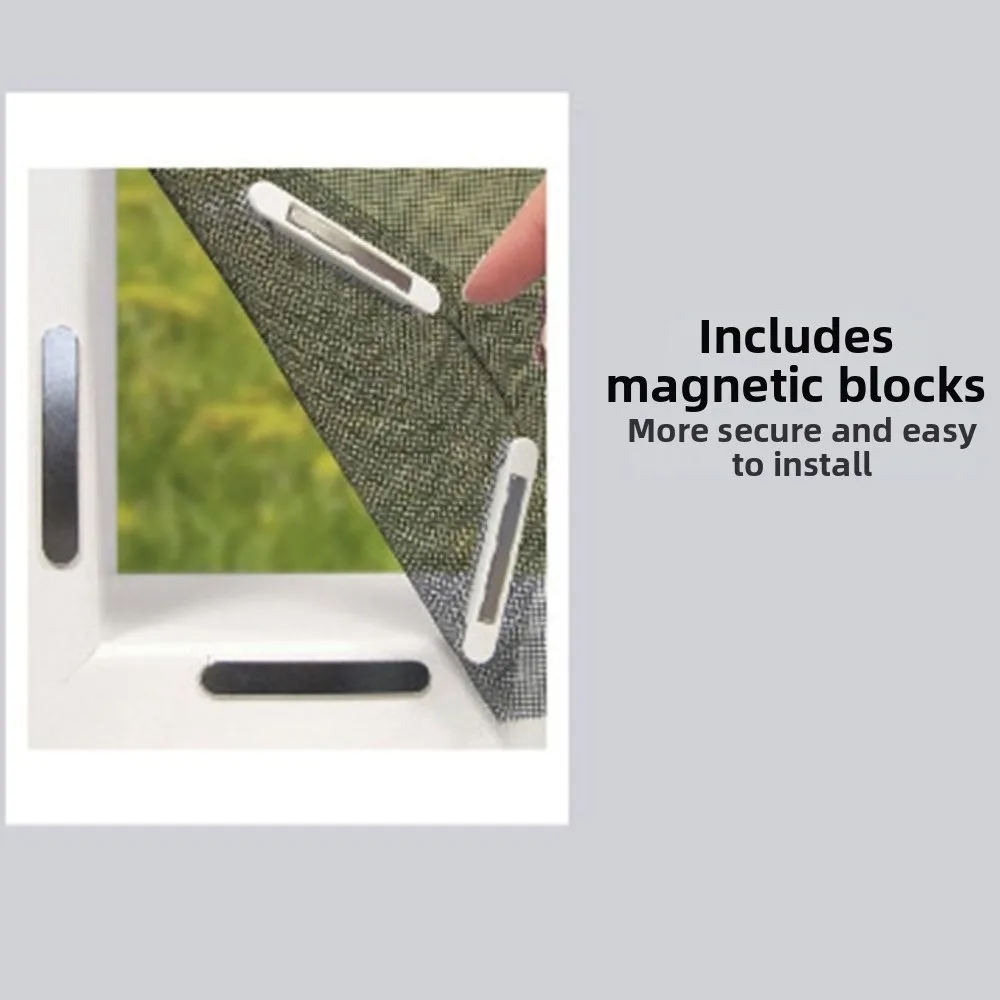 Insect Proof Magnetic Window Screen with Innovative Magnetic Fastening Breathable Window Flyscreen Adjustable Size
