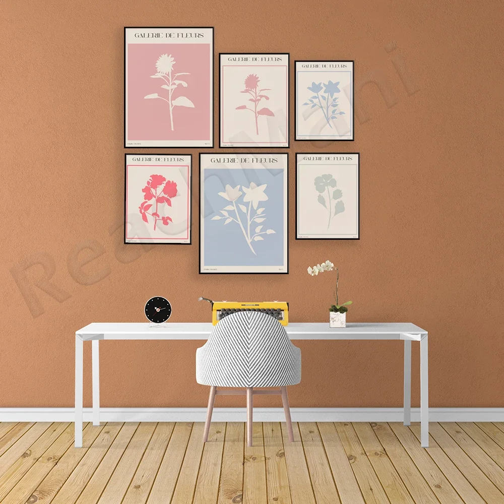 Flower market poster, iris rose, matisse flower market, sage green, blue, pastel bright pink flowers silhouette aesthetic art