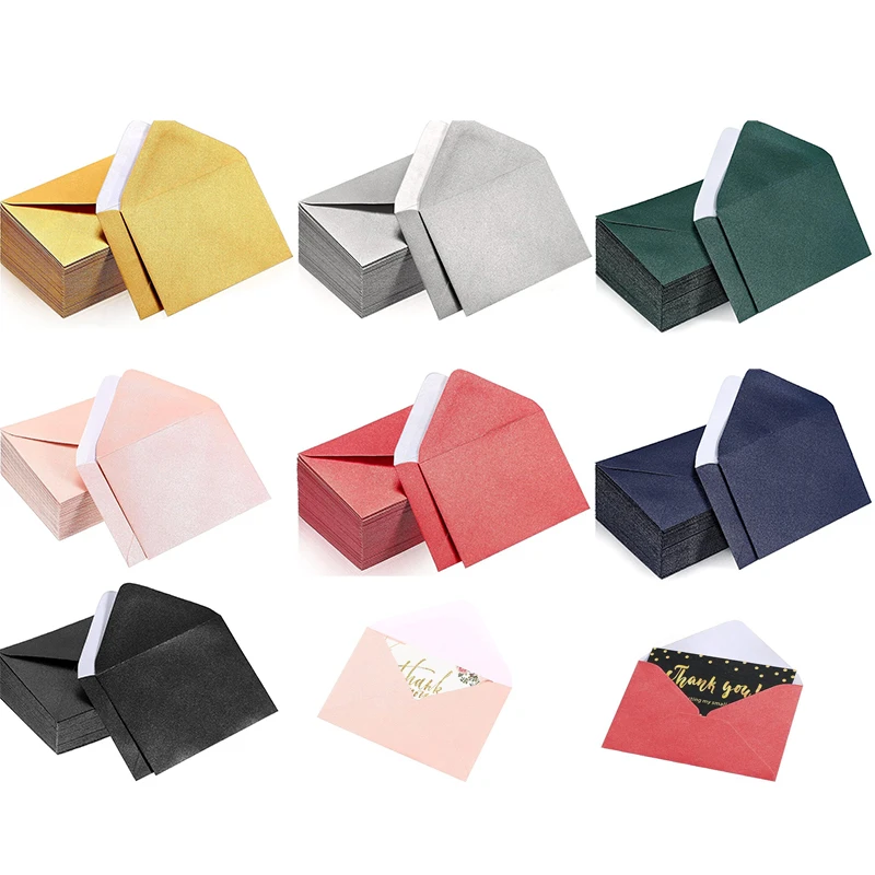 50Pcs Christmas Mini Paper Envelopes Pearlescent Festival Gift Envelope Western-style Membership Card Packaging Envelope 10x7cm