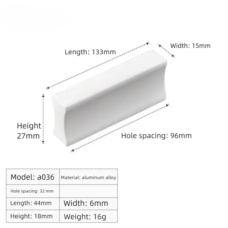 Kitchen Cabinet Handles White 96mm Hole Center Aluminum Furniture Drawer Pulls Door Knobs Home Decoration Hardware Accessories
