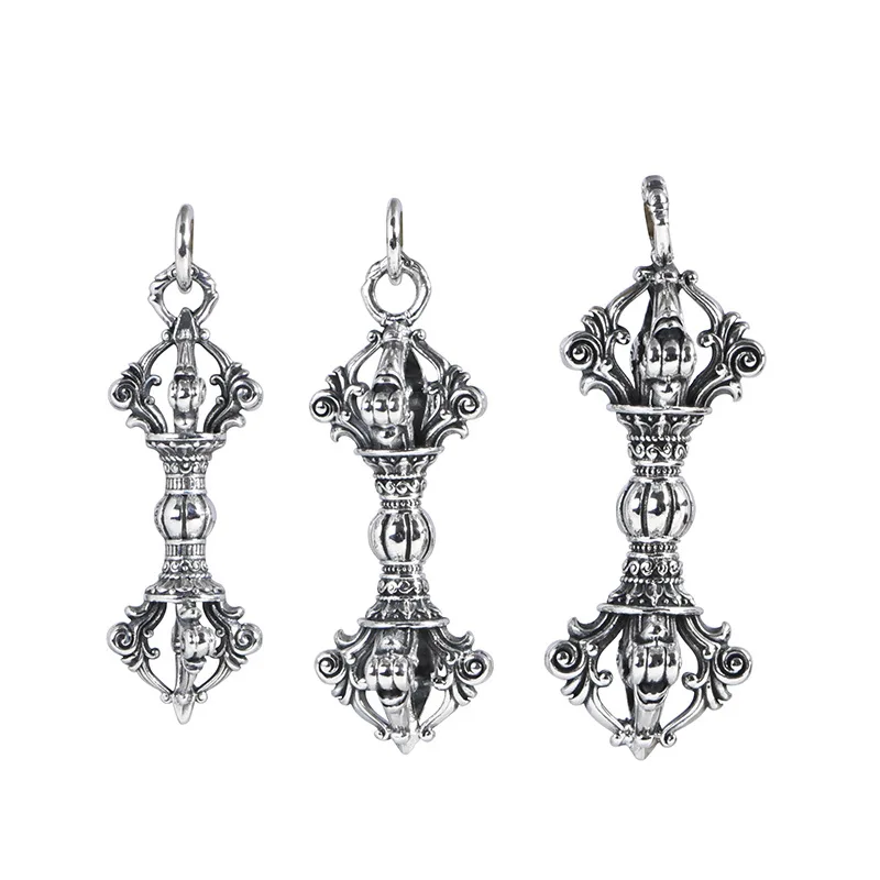 BOCAI S925 Sterling Silver Pendant for Men Women Retro Buddhist Vajra Pestle Amulet Charm Fashion Jewelry Wholesale