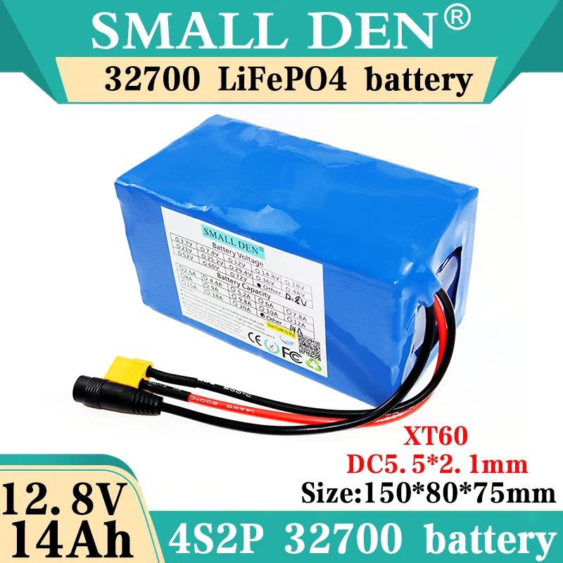 12.8V 14Ah 32700 Lifepo4 Battery Pack 4S2P Same port charge and discharge With 40A Balanced BMS Sprayer device 12V Power Supply 