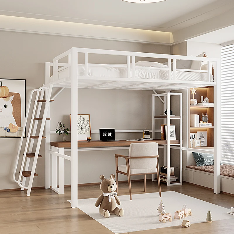 

Go to bed Under table Loft Duplex second floor single upper bed Space saving combination bed Household wrought iron elevated