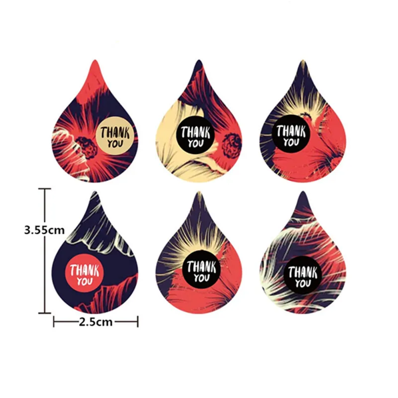 빗방울 꽃 감사합니다 스티커 500 개 스크랩북 6 독특한 디자인 소규모 비즈니스 선물 장식 수제 씰링 라벨, 스크랩북 스티커
