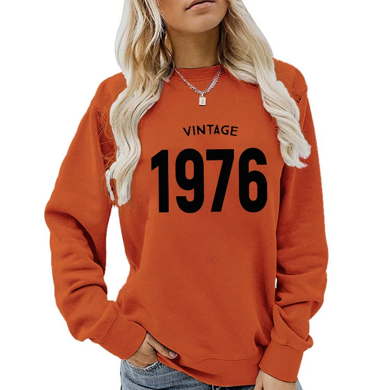 (Qualität) Herbst Winter Mode Vintage 1976 Sweatshirt Frauen/Männer lässig Langarm Rundhals Pullover Tops