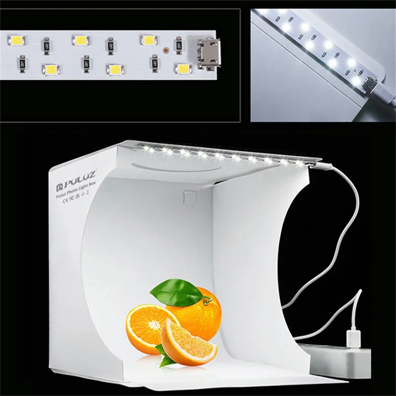 20cm Mini 2 LED Panels Folding Portable 1100LM Light Photo Lighting Studio Shooting Tent Box Kit with 6 Colors Backdrops