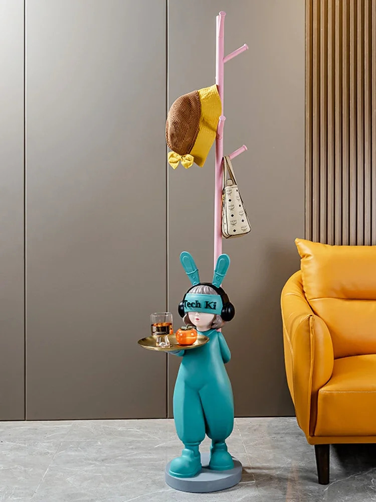 Nordic Home Decor Rabbit Girl Statue Luxury LivingRoom Decoration Large Resin Sculpture Room Decor Home Accessories Coat Rack