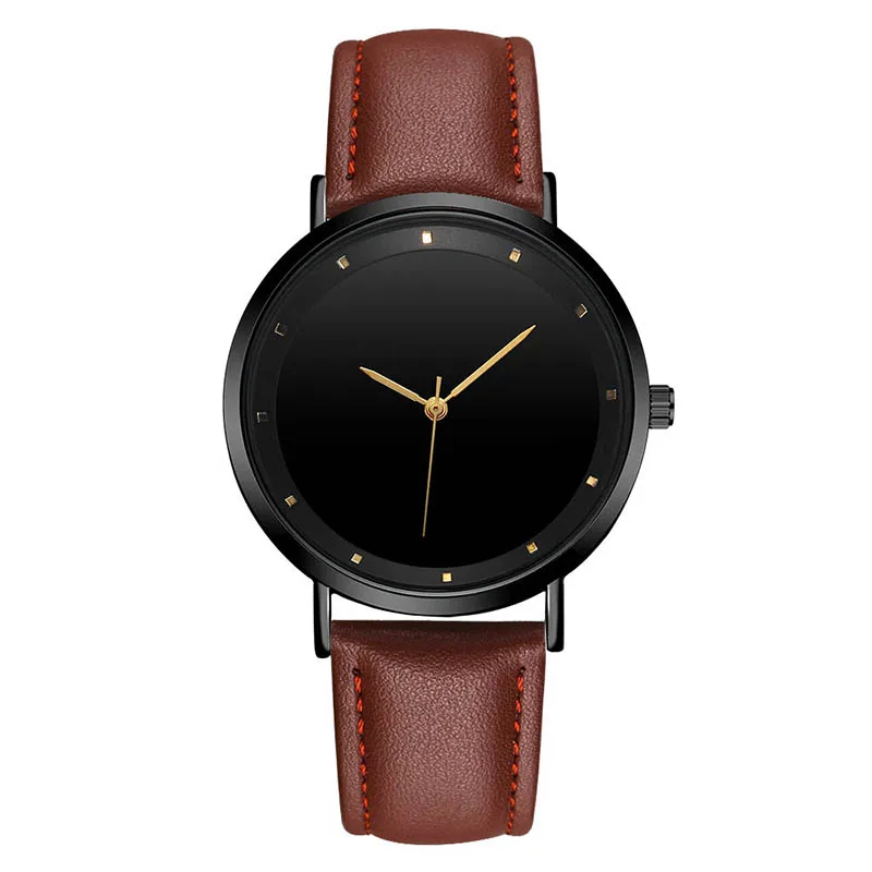 CL056 Full Black Brand il tuo Logo orologi personalizzati cinturino in vera pelle loghi propri orologio da uomo Design originale Reloj personalizzado