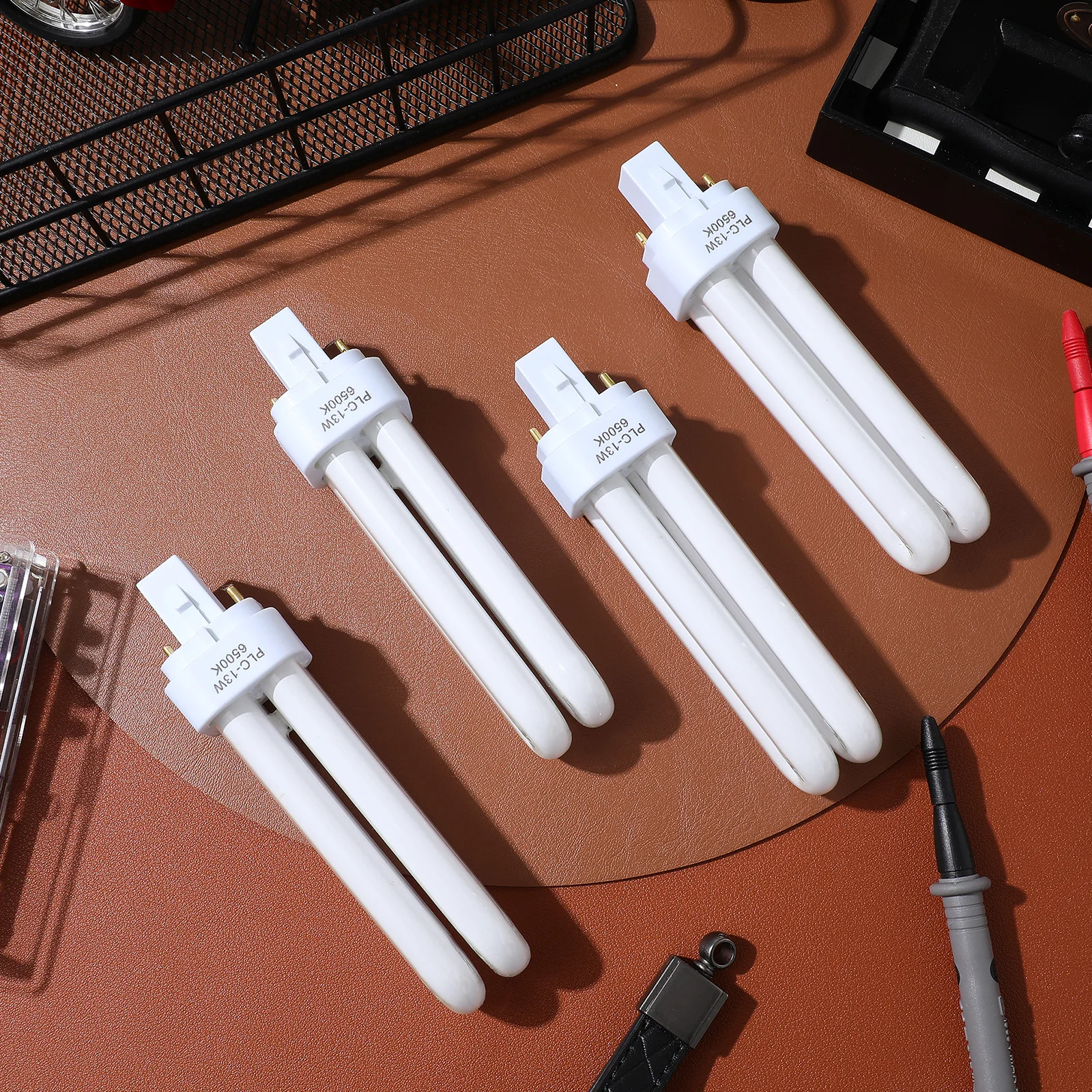 4 قطعة لمبات الفلورسنت المدمجة 13 واط 2 الشق مصابيح كهربائية مصباح أنبوبي مزدوج للإضاءة الفعالة لسقف الحمام #5