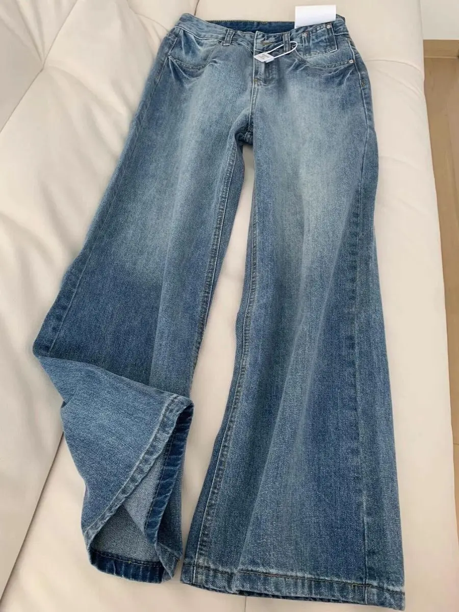 

Y2K расклешенные джинсы джинсовые женские вышивка цветочный узор принт графическое художественное украшение женская мода эстетика модный уникальный