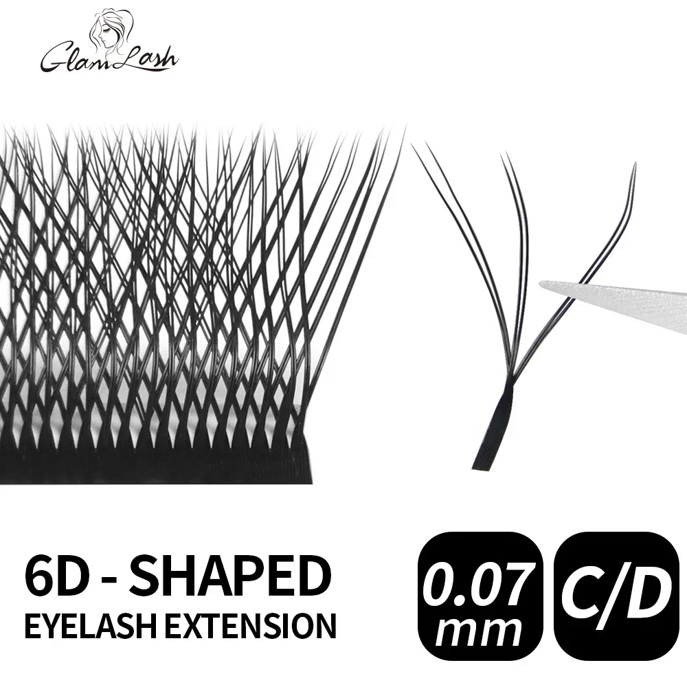 GLAMLASH Two Tips 3D W Shape Lashes Extension 6D Premade Volume Fan Fake Eyelashes Supplies Natural False Lashes Extension